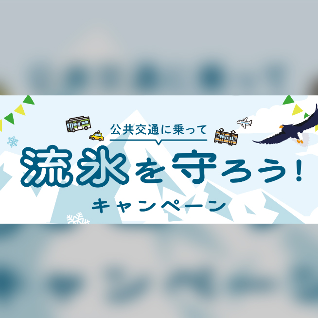 公共交通に乗って流氷を守ろう！キャンペーンのチラシ